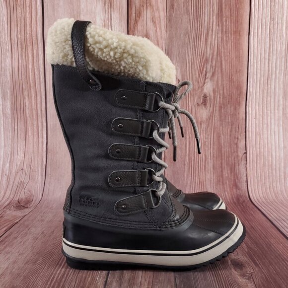 Sorel Womens Size 7 Joan of Arctic Boot Gray Black Shearling Waterproof - Picture 3 of 14